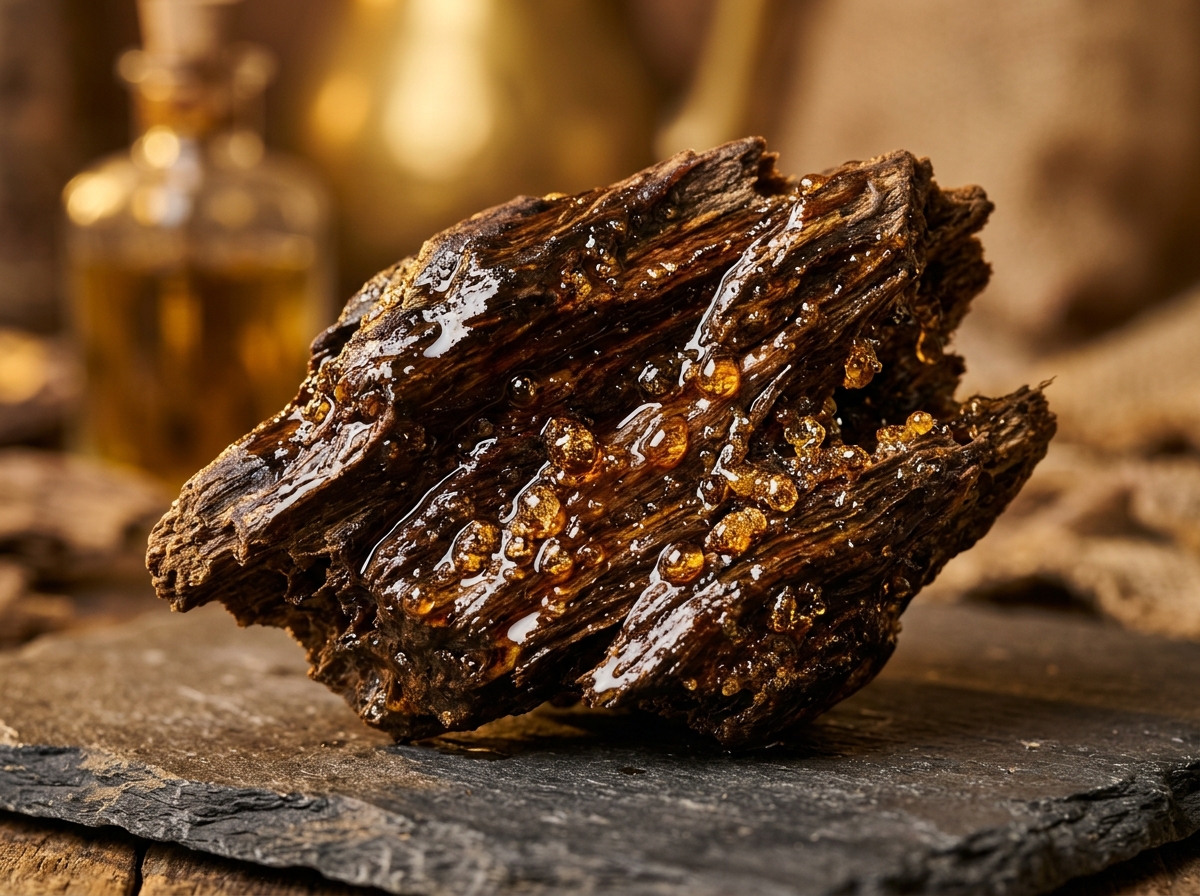 Raw Cambodian Agarwood Resin dripping with pure Oud oil